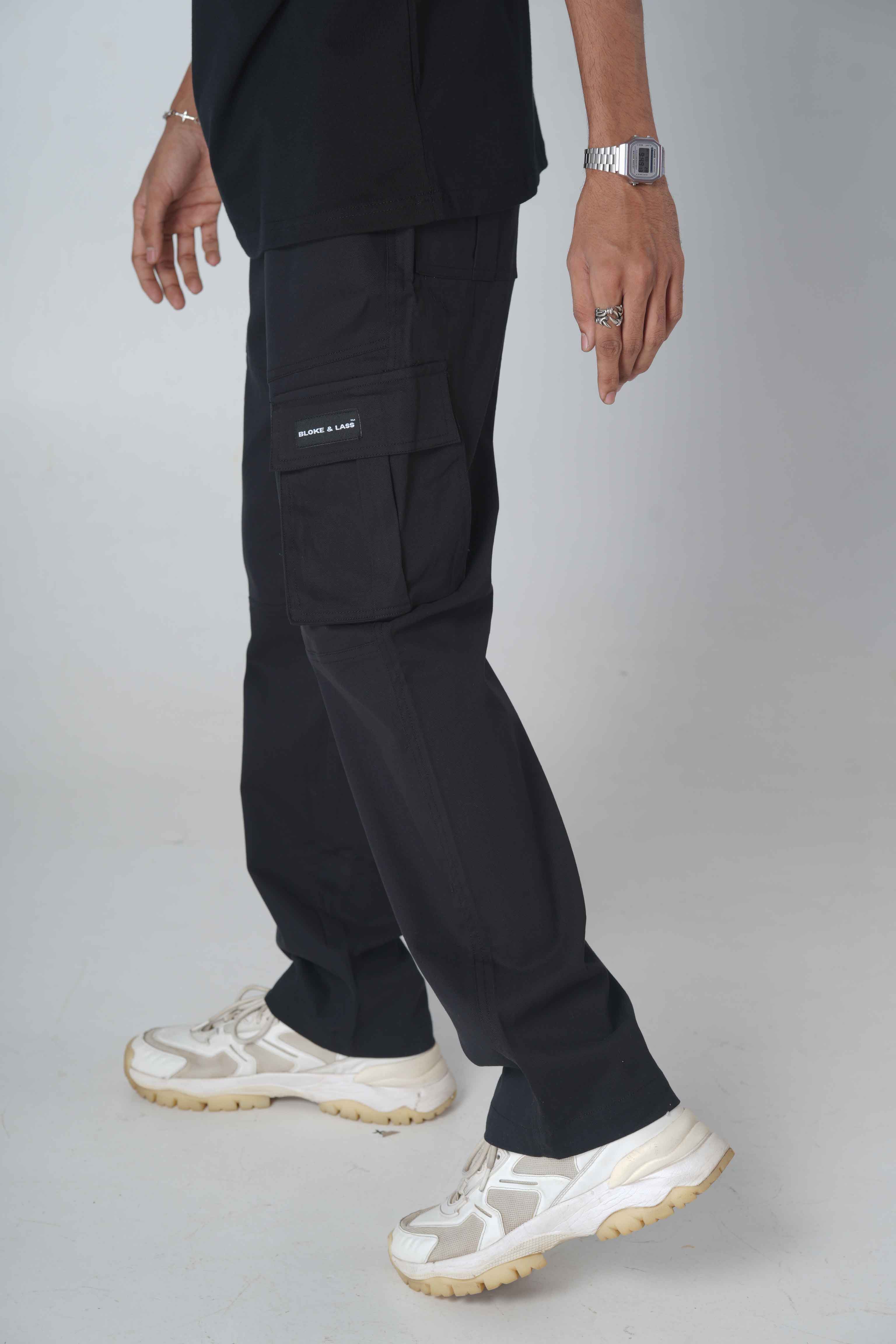 Black Basic Cargo Pants